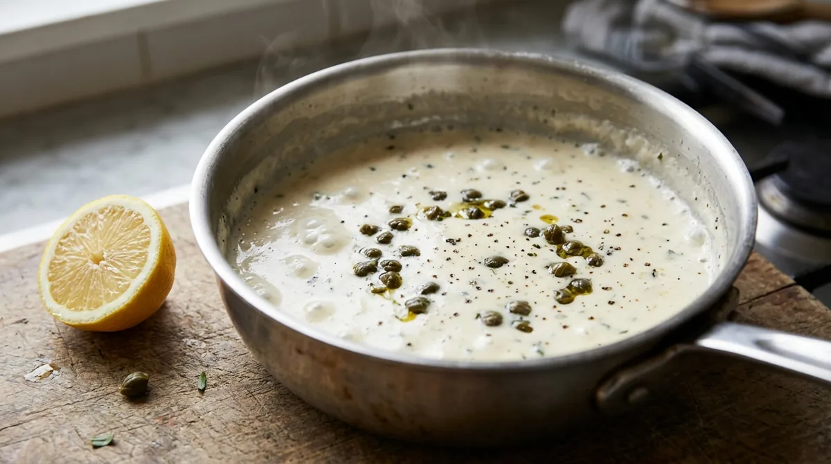 Step 7: Stir in the capers and lemon juice and season with salt, pepper and the sugar