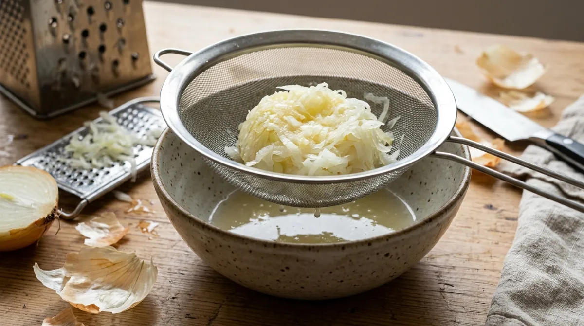 Step 1: Grate the onion and squeeze out its juice