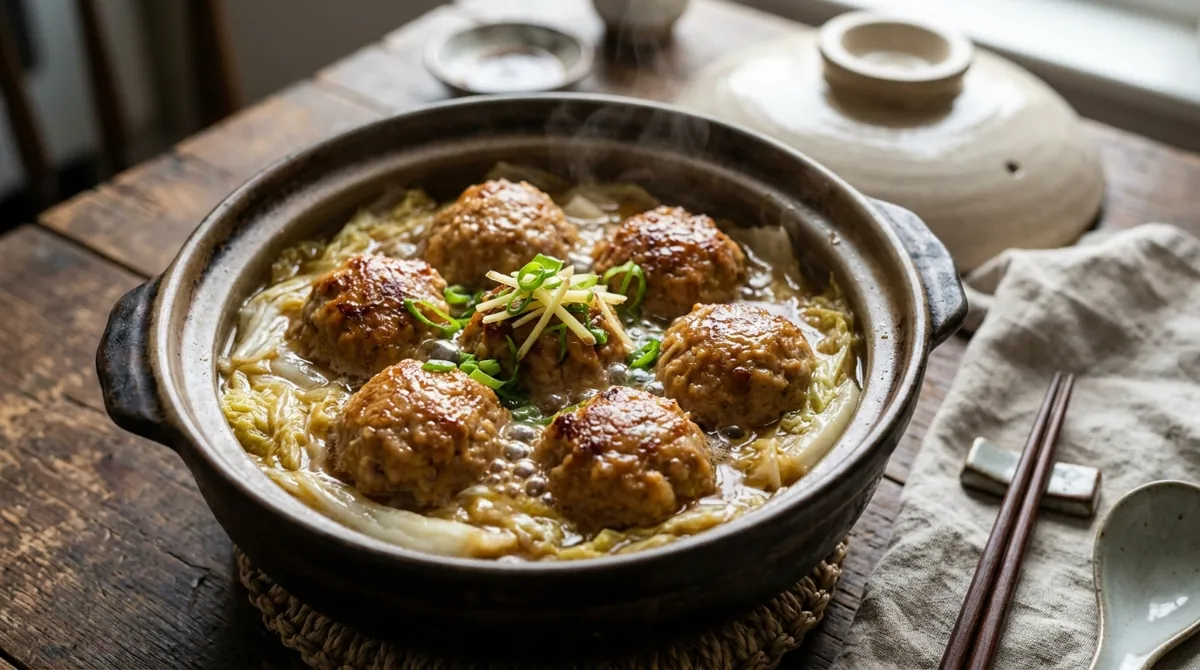 Step 6: Add the meatballs, cover and braise on medium-low for 12 to 15 minutes, flipping halfway