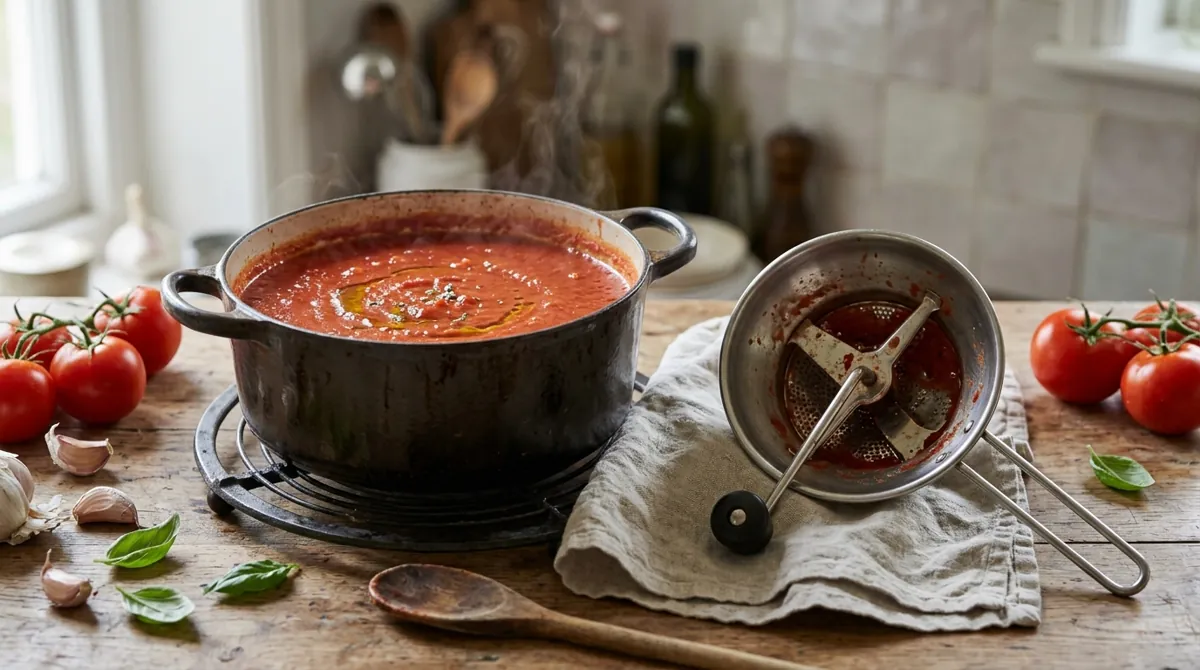Step 5: Add the tomatoes, season with salt and pepper, and let it simmer