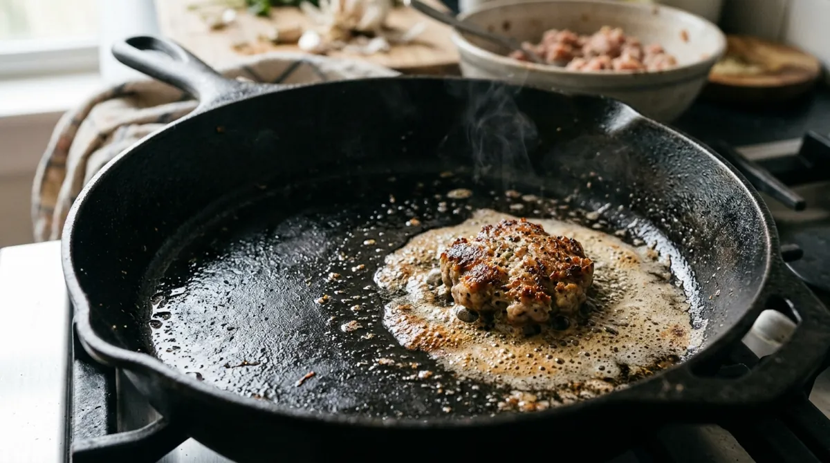 Step 4: Fry a tiny test piece and taste it for salt